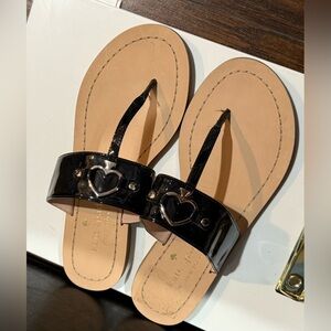 Kate Spade Black and Tan Heart Sandals